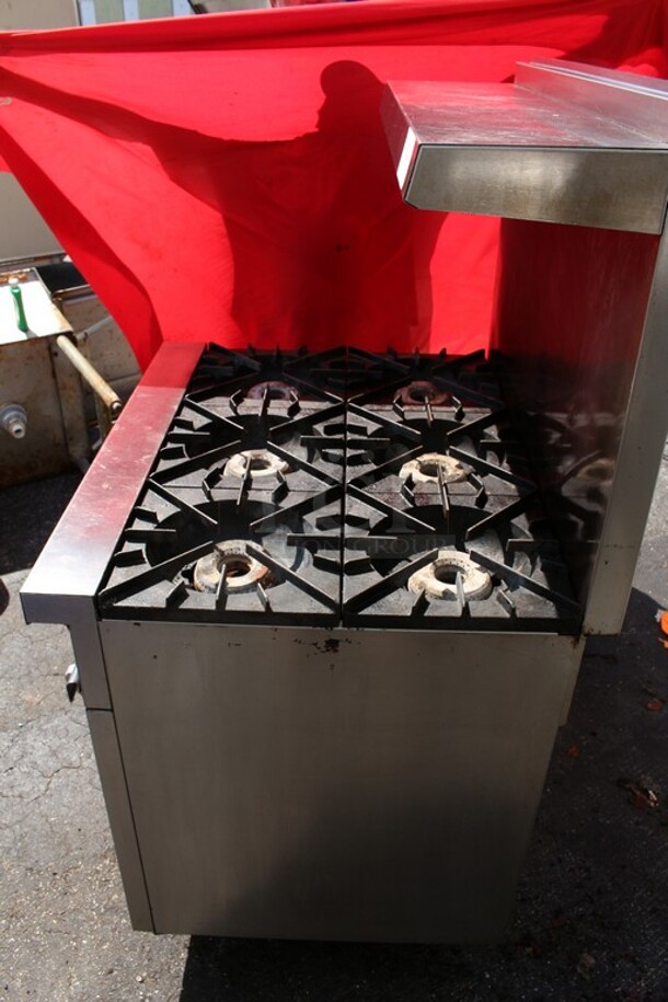 Six burner stove top Vulcan oven natural gas with overhead shelf  - Image 3 of 7