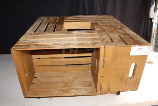 Decorative wooden lobster trap on casters - Image 1 of 3