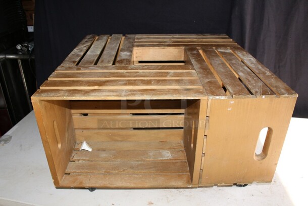 Decorative wooden lobster trap on casters - Image 2 of 3