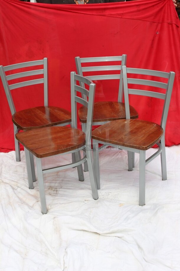4 Metal and Wood Chairs 