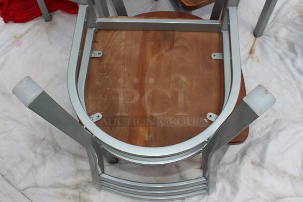 4 Metal and Wood Chairs  - Image 3 of 3