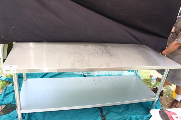 SS Regency table w/galvanized under shlef (little use) - Image 1 of 1