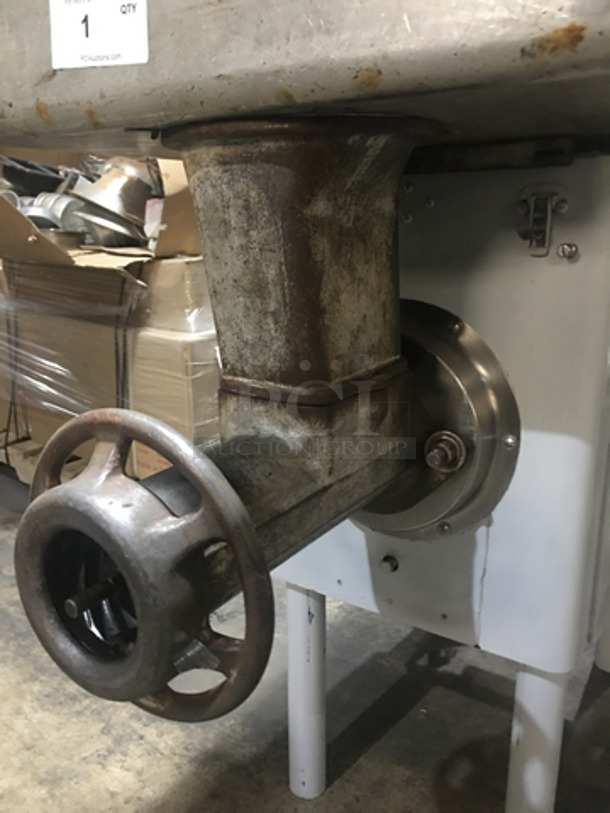 Hobart Commercial Floor Style Heavy Duty Meat Grinder!  On Legs! 3 Phase!  - Image 8 of 9