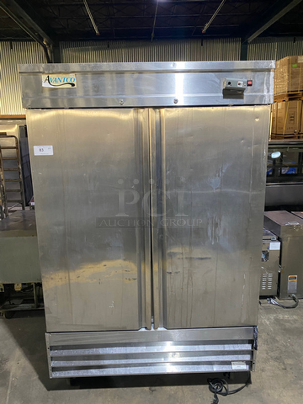 Avantco Commercial 2 Door Reach In Refrigerator! With Poly Coated Racks! All Stainless Steel! Model CFD2RR! 115V! On Commercial Casters!