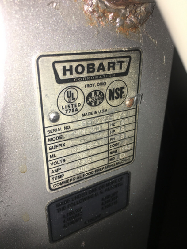 Hobart Commercial Vertical Cutter/Mixer/Mincer! Model HCM450 Serial 311223674! 200V 3Phase! With Casters! - Image 8 of 9