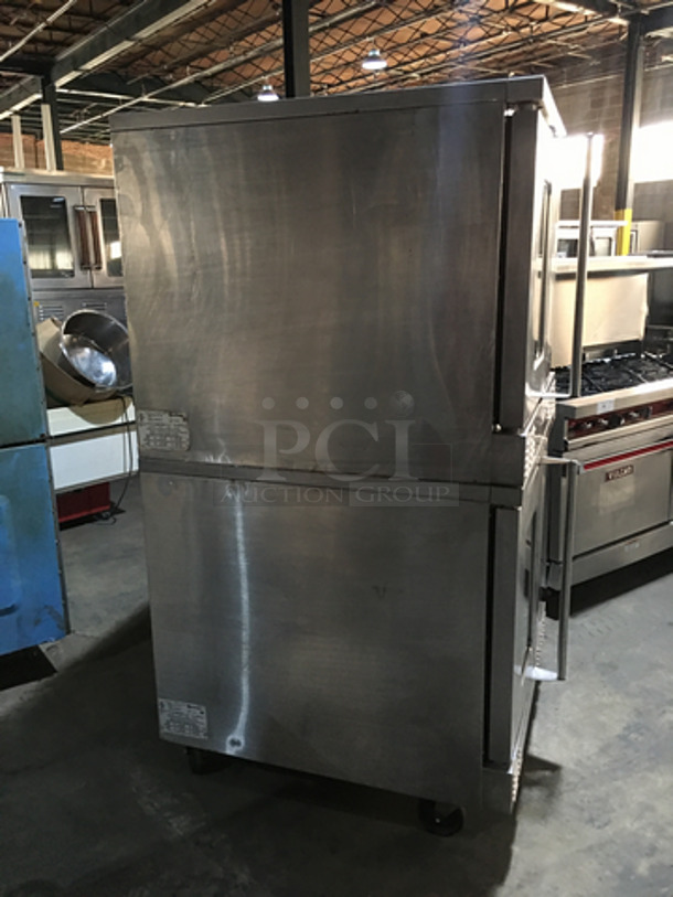 GREAT! Sunfire Double Stacked Natural Gas Powered Convection Ovens! All S.S! With One View Through Door & One Solid Door! Model SCOGS10S Serial 1209230000723! On Commercial Casters! 2 X Your Bid! Makes One Unit! - Image 2 of 9