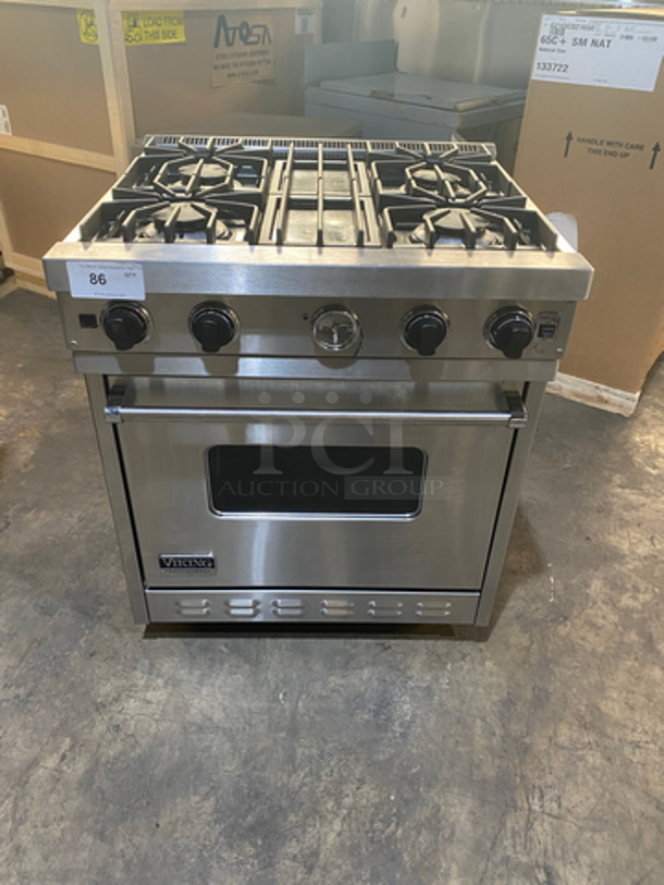 NICE! Viking Commercial Natural Gas Powered 4 Burner Stove! With Full Size Oven Underneath! All Stainless Steel! On Legs!