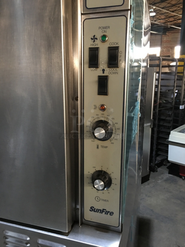 GREAT! Sunfire Double Stacked Natural Gas Powered Convection Ovens! All S.S! With One View Through Door & One Solid Door! Model SCOGS10S Serial 1209230000723! On Commercial Casters! 2 X Your Bid! Makes One Unit! - Image 7 of 9