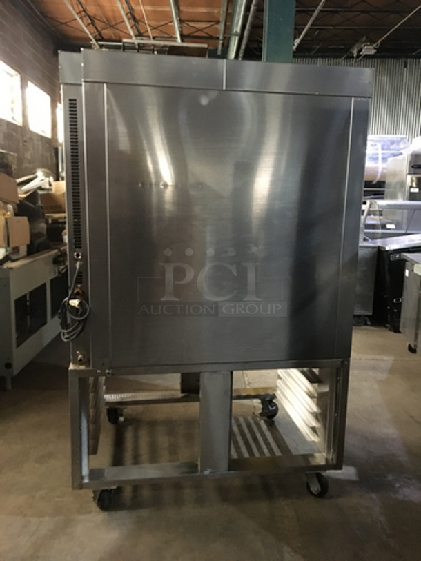 Sweet! Baxter Commercial Natural Gas Powered Mini Rack Rotating Convection Oven! With Full Size Sheet Pan Rack Holder Underneath! All Stainless Steel! With View Through Doors! On Commercial Casters! - Image 4 of 9