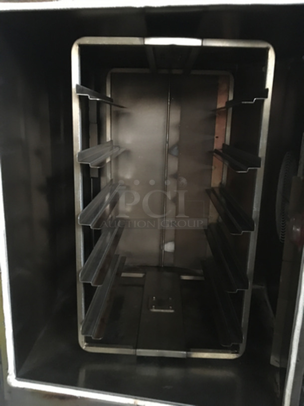 Sweet! Baxter Commercial Natural Gas Powered Mini Rack Rotating Convection Oven! With Full Size Sheet Pan Rack Holder Underneath! All Stainless Steel! With View Through Doors! On Commercial Casters! - Image 5 of 9