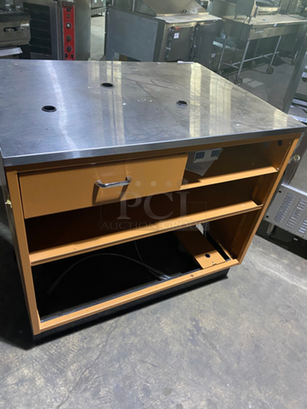 Wooden Style Hosting/Prep Table! With Underneath Storage Space! With Drawer! - Image 4 of 5