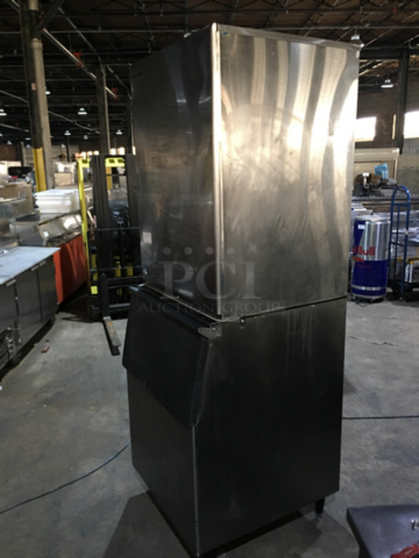 WOW! Hoshizaki Commercial Ice Making Machine! On Ice Bin! All Stainless Steel! Model KM1340MRH Serial C05980A! 208/230V 1Phase! On Legs! 2 X Your Bid! Makes One Unit! - Image 2 of 7