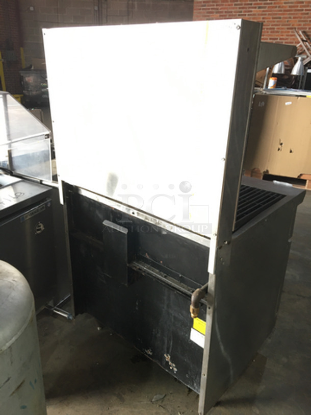 All Stainless Steel Natural Gas Powered Char Broiler Grill! With Oven Underneath! With Backsplash & Overhead Salamander Shelf! On Legs! - Image 4 of 11