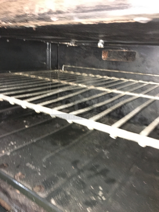 All Stainless Steel Natural Gas Powered Char Broiler Grill! With Oven Underneath! With Backsplash & Overhead Salamander Shelf! On Legs! - Image 8 of 11