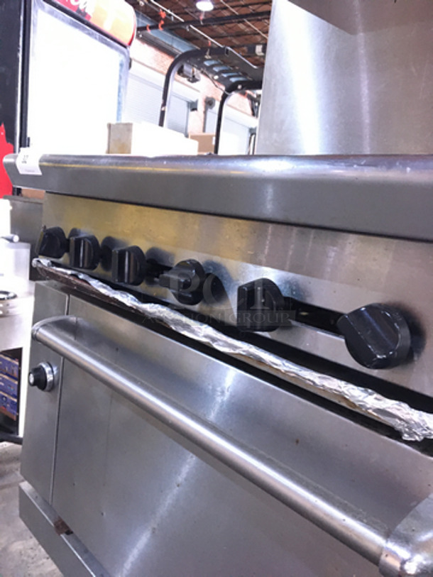 All Stainless Steel Natural Gas Powered Char Broiler Grill! With Oven Underneath! With Backsplash & Overhead Salamander Shelf! On Legs! - Image 9 of 11