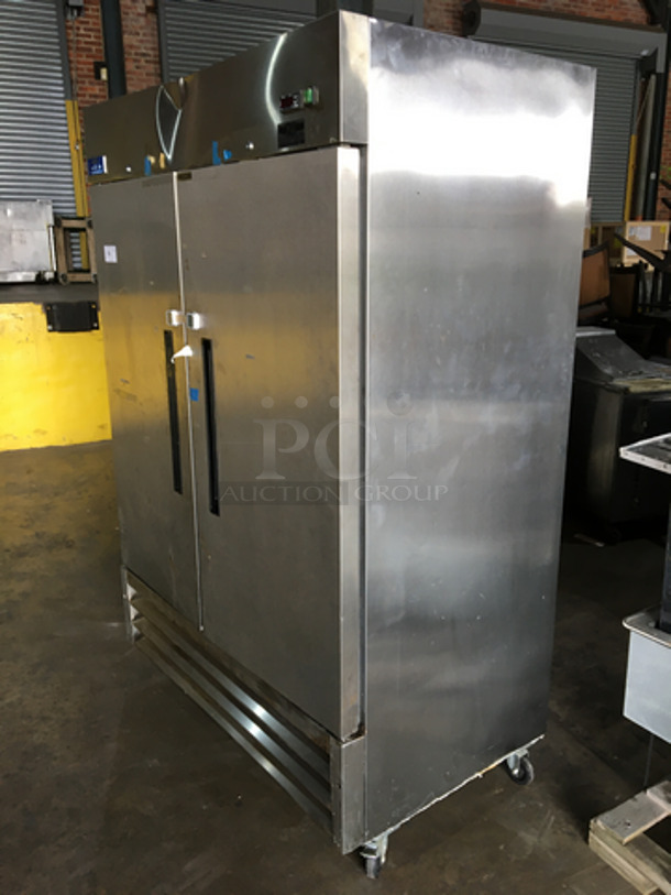 Artic Air Commercial 2 Door Reach In Freezer! With Poly Coated Racks! All Stainless Steel! Model AF49 Serial 380755! 115V 1Phase! On Commercial Casters! - Image 2 of 11