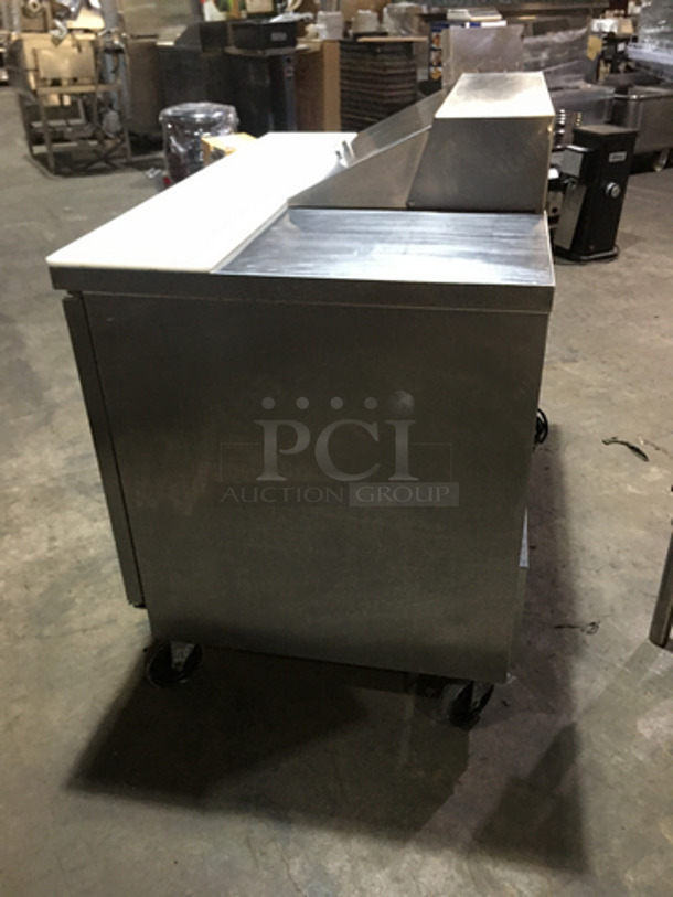 Beverage Air Commercial Refrigerated Sandwich Prep Table! With 2 Door Underneath Storage Space! With Commercial Cutting Board! All Stainless Steel! Model SPE48HC08 Serial 12900631! 115V 1Phase! On Casters! - Image 2 of 11