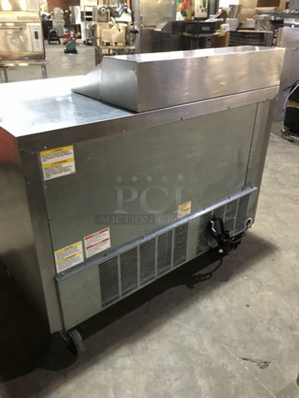 Beverage Air Commercial Refrigerated Sandwich Prep Table! With 2 Door Underneath Storage Space! With Commercial Cutting Board! All Stainless Steel! Model SPE48HC08 Serial 12900631! 115V 1Phase! On Casters! - Image 3 of 11