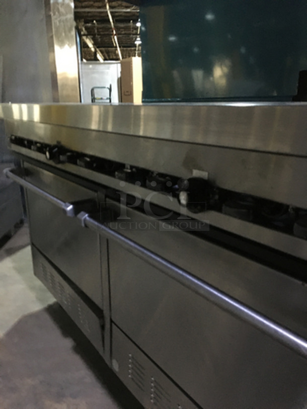 BEAUTIFUL! Sunfire Commercial Natural Gas Powered 6 Burner Stove! With Left Side Flat Griddle! With 2 Full Size Ovens Underneath! With Backsplash & Overhead Salamander Shelf! All Stainless Steel! On Casters! - Image 10 of 10