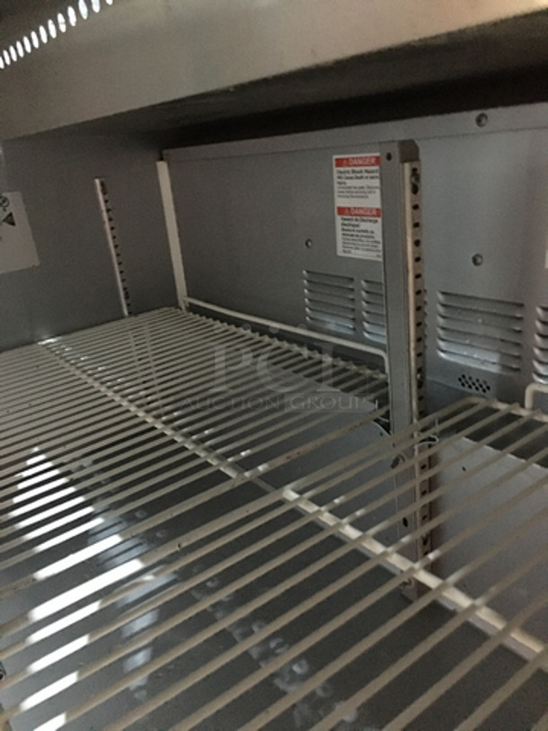 Beverage Air Commercial Refrigerated Sandwich Prep Table! With 2 Door Underneath Storage Space! With Commercial Cutting Board! All Stainless Steel! Model SPE48HC08 Serial 12900631! 115V 1Phase! On Casters! - Image 7 of 11