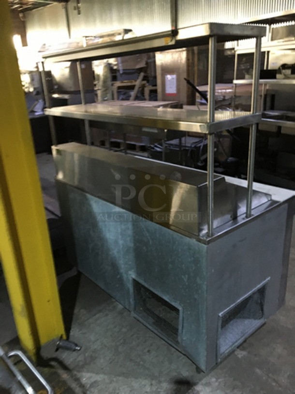 Universal Coolers Commercial Refrigerated Sandwich Prep Table! With 2 Door Underneath Storage Space! With Commercial Cutting Board! With Overhead Serving Shelf! All Stainless Steel!  - Image 3 of 10