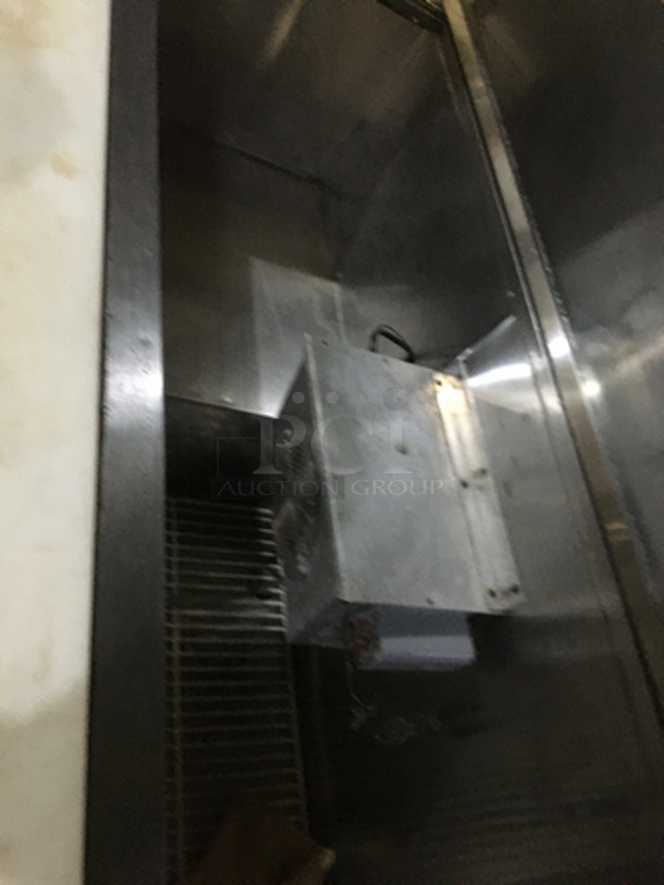 Universal Coolers Commercial Refrigerated Sandwich Prep Table! With 2 Door Underneath Storage Space! With Commercial Cutting Board! With Overhead Serving Shelf! All Stainless Steel!  - Image 7 of 10