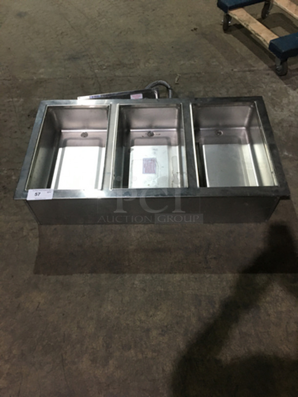 Wells Commercial 3 Well Drop In Steam Table! All Stainless Steel! Model MOD300TD Serial M3TD0917A0018! 208/240V! - Image 1 of 9