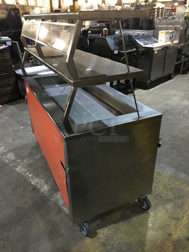 Precision Commercial Refrigerated Cold Pan! With Overhead Serving Shelf! With Sneeze Guard! With Underneath Storage Space! All Stainless Steel! 120V 1Phase! On Commercial Casters! - Image 2 of 9