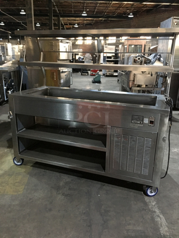 Precision Commercial Refrigerated Cold Pan! With Overhead Serving Shelf! With Sneeze Guard! With Underneath Storage Space! All Stainless Steel! 120V 1Phase! On Commercial Casters! - Image 3 of 9