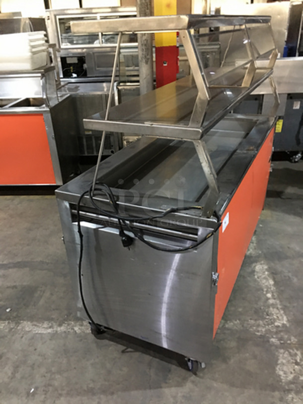 Precision Commercial Refrigerated Cold Pan! With Overhead Serving Shelf! With Sneeze Guard! With Underneath Storage Space! All Stainless Steel! 120V 1Phase! On Commercial Casters! - Image 4 of 9