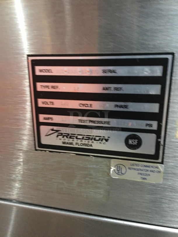 Precision Commercial Refrigerated Cold Pan! With Overhead Serving Shelf! With Sneeze Guard! With Underneath Storage Space! All Stainless Steel! 120V 1Phase! On Commercial Casters! - Image 8 of 9