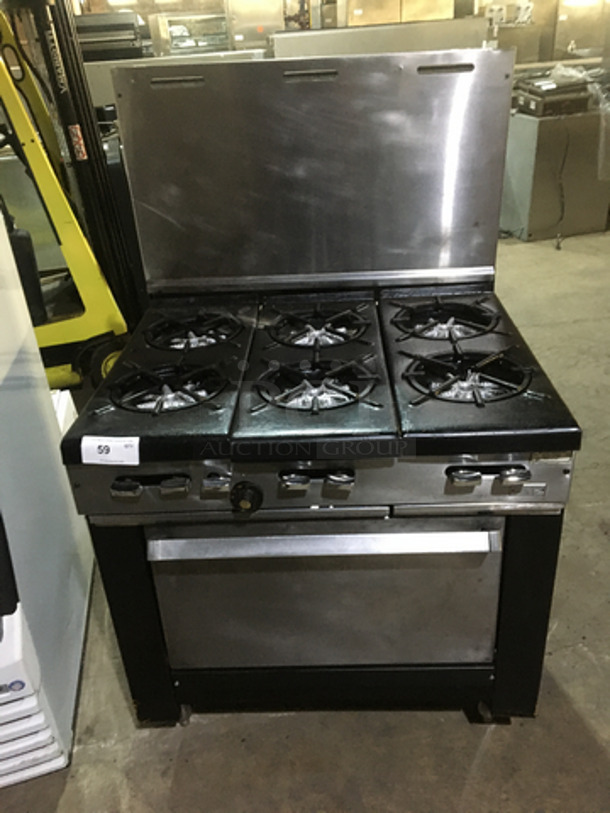 Garland All Stainless Steel Natural Gas Powered 6 Burner Stove! With Full Size Oven Underneath! With Backsplash!