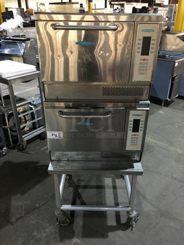 Turbo Chef Commercial Double Deck Rapid Cook Oven! One 2007 & One 2009! On Equipment Stand! All Stainless Steel! Model NGC Serial NGCD627540! 208/230/240V! On Casters! 2 X Your Bid!