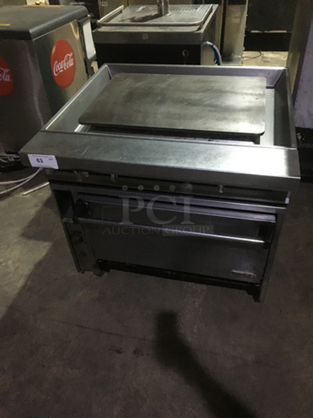 GREAT! Jade Range Commercial Natural Gas Powered Heavy Duty Plancha Flat Grill! With Full Size Oven Underneath! All Stainless Steel! On Legs!