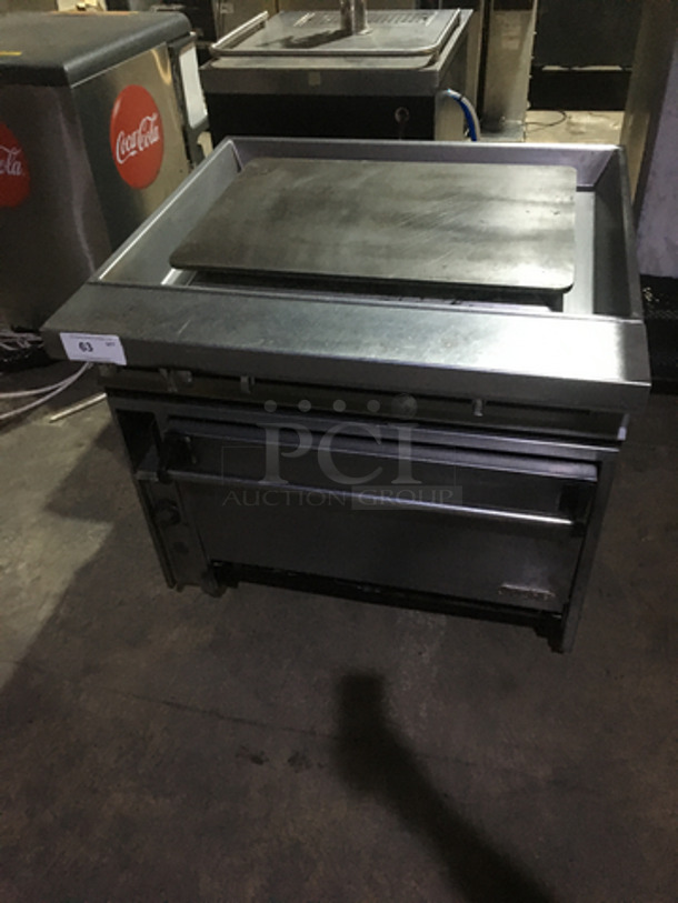 GREAT! Jade Range Commercial Natural Gas Powered Heavy Duty Plancha Flat Grill! With Full Size Oven Underneath! All Stainless Steel! On Legs! - Image 1 of 9