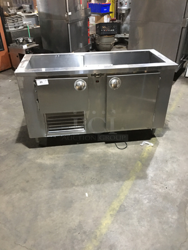 All Stainless Steel Refrigerated Sandwich Prep Table! With 2 Door Underneath Storage Space! Model SC60BM! 115V 1Phase! On Legs!