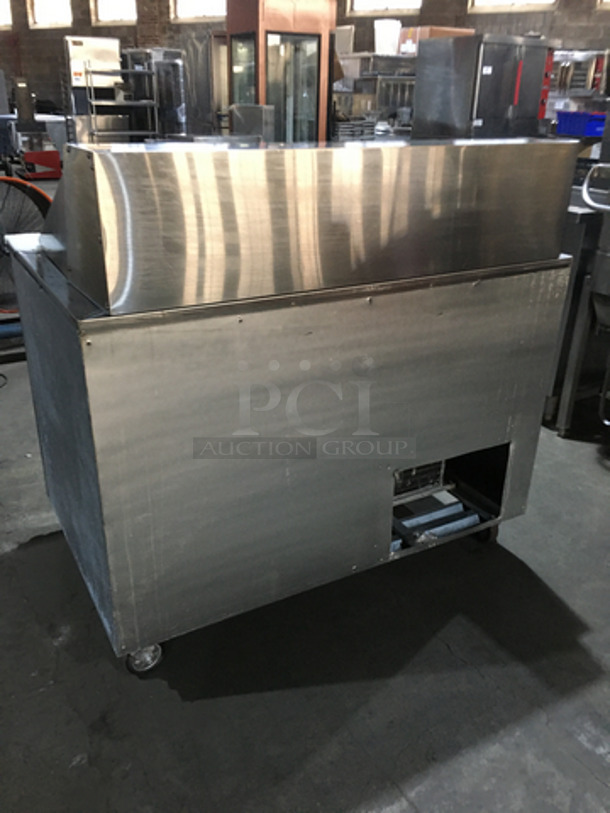 Leader Commercial Refrigerated Sandwich Prep Table! With 2 Door Underneath Storage Space! With Commercial Cutting Board! All Stainless Steel! Model LB48SC Serial UR092401! 115V 1Phase! On Casters! - Image 4 of 11