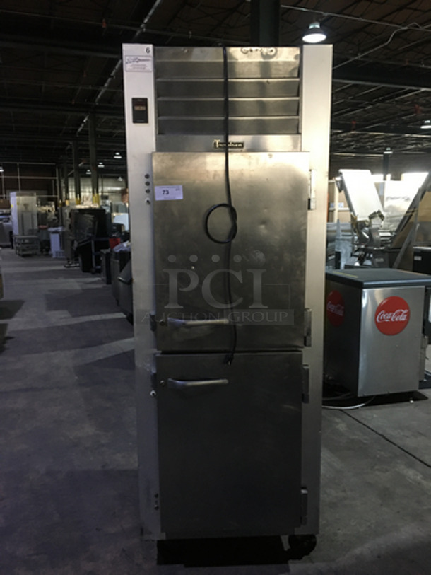 Traulsen Commercial 2 Half Door Reach In Refrigerator! All Stainless Steel! 115V 1Phase! On Commercial Casters!