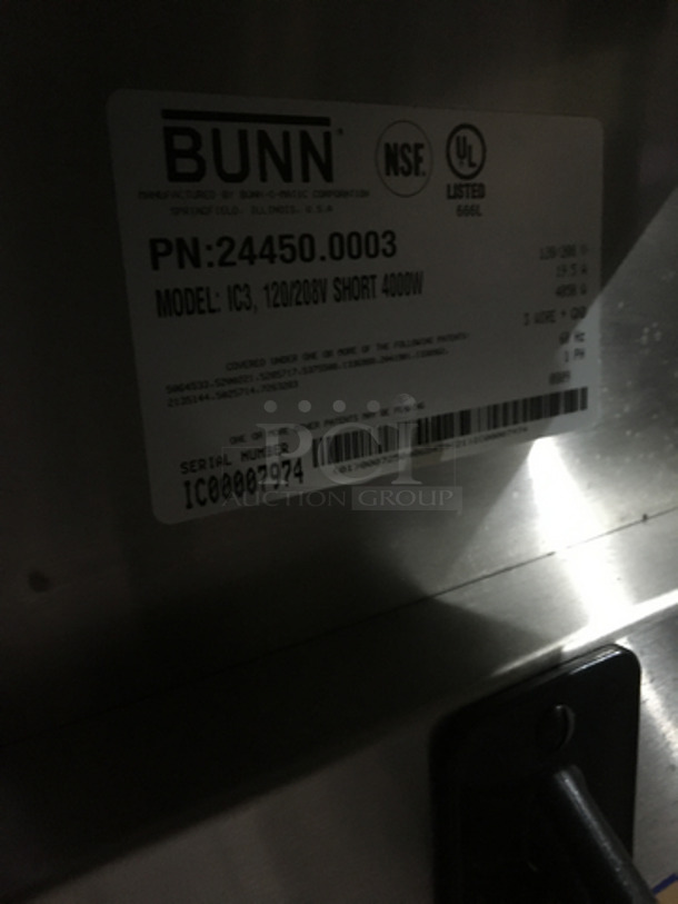 Bunn Commercial Countertop Iced Tea Machine! All Stainless Steel! Model IC3 Serial IC00007974! 120/208V 1Phase! - Image 6 of 6