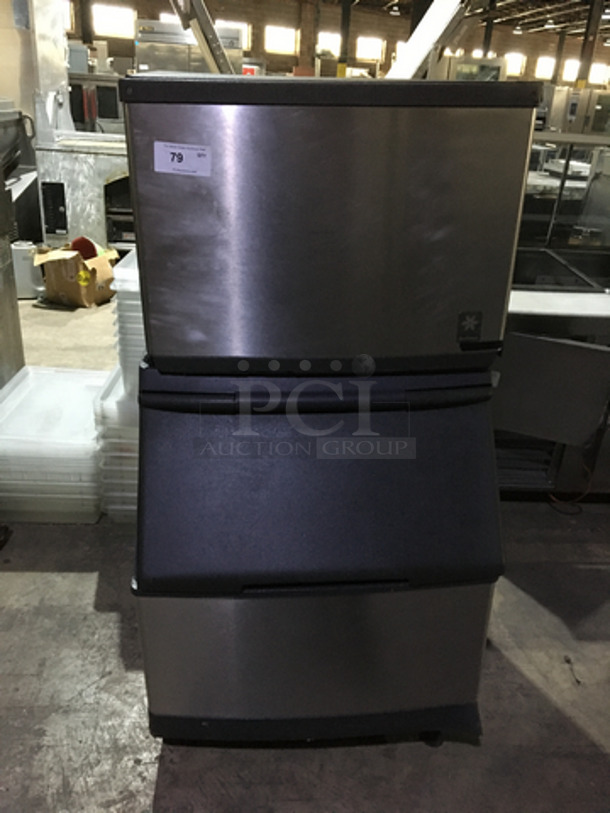 Manitowoc Commercial 500LBS AIR COOLED Ice Making Machine! With Ice Bin! All Stainless Steel! Model QD0452A! 115V 1Phase! 2 X Your Bid! Makes One Unit!