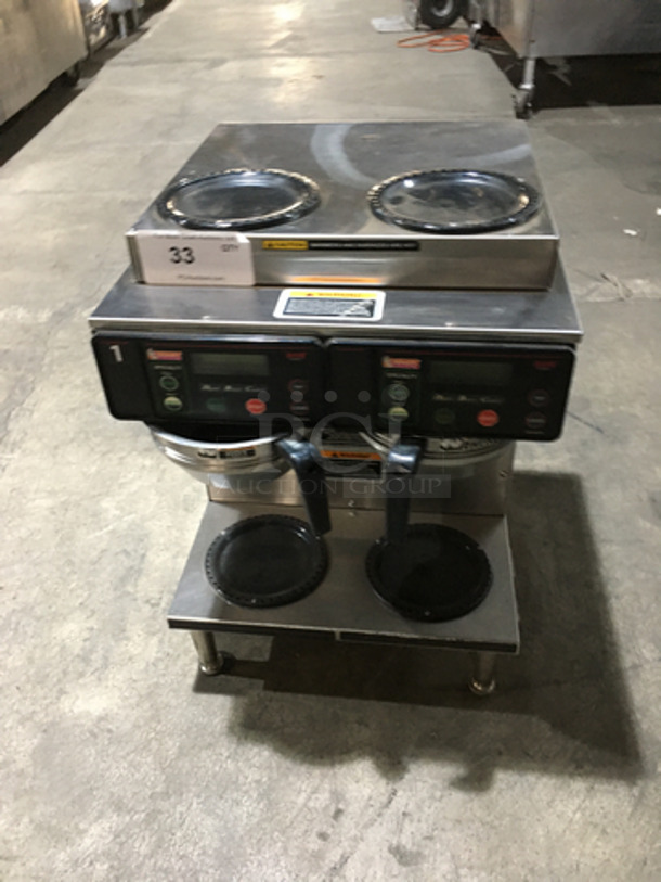 Bunn Commercial Countertop Dual Coffee Brewing Machine! Axiom Series! With 4 Coffee Pot Warming Stations! All Stainless Steel! Model AXIOM2/2TWIN Serial AXTN018535! 120/208/240V 1Phase! On Legs!