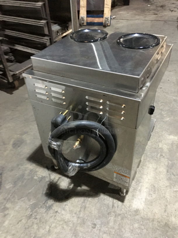 Bunn Commercial Countertop Dual Coffee Brewing Machine! Axiom Series! With 4 Coffee Pot Warming Stations! All Stainless Steel! Model AXIOM2/2TWIN Serial AXTN018535! 120/208/240V 1Phase! On Legs! - Image 3 of 9