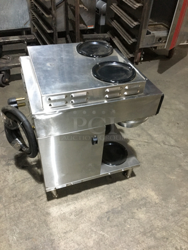 Bunn Commercial Countertop Dual Coffee Brewing Machine! Axiom Series! With 4 Coffee Pot Warming Stations! All Stainless Steel! Model AXIOM2/2TWIN Serial AXTN018535! 120/208/240V 1Phase! On Legs! - Image 4 of 9