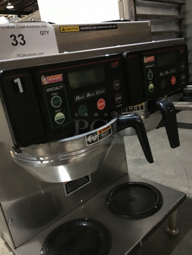 Bunn Commercial Countertop Dual Coffee Brewing Machine! Axiom Series! With 4 Coffee Pot Warming Stations! All Stainless Steel! Model AXIOM2/2TWIN Serial AXTN018535! 120/208/240V 1Phase! On Legs! - Image 6 of 9