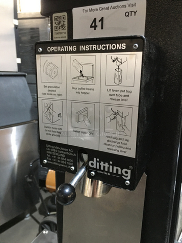 FAB! 2016 LATE MODEL! Ditting Commercial Coffee Bean Grinder Machine! Model KR1203 Serial 2020014111! 120V 1 Phase! - Image 5 of 8