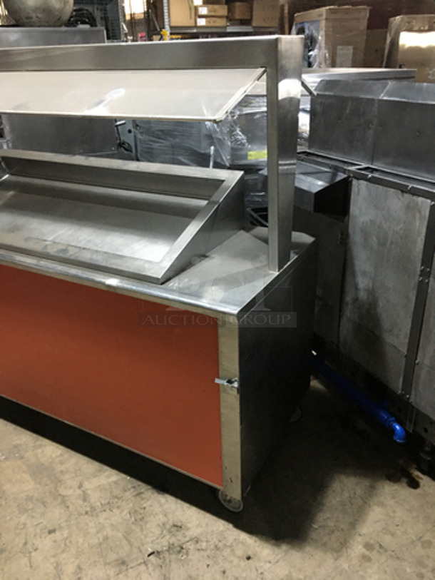 Sweet! Precision Stainless Steel Cold Pan/Salad Bar Display Self Service Bar! With Sneeze Guard! 120V 1 Phase! On Commercial Casters! - Image 2 of 8