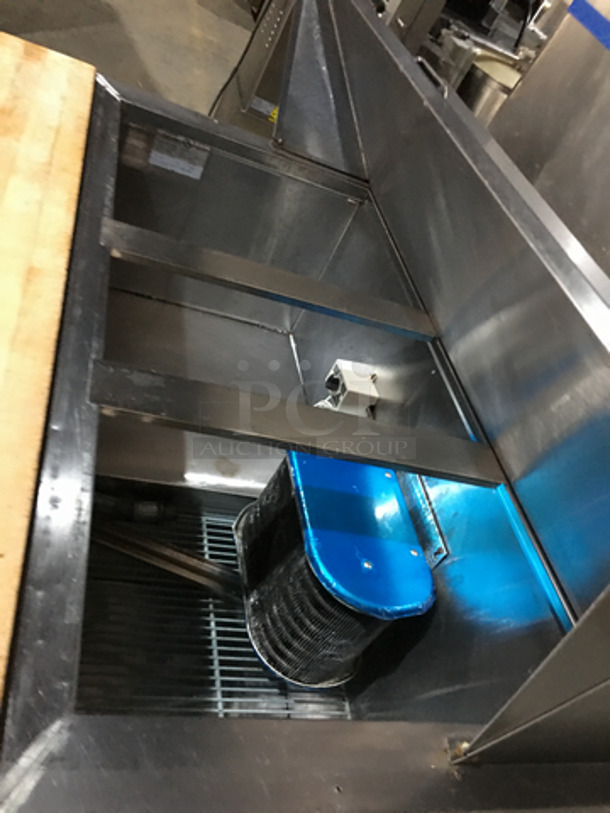 Leader Commercial Refrigerated Sandwich/Salad Prep Table! With Wooden Cutting Board! With 2 Door Storage Space Underneath! All Stainless Steel! Model LM48! 115V 1Phase! On Legs!
 - Image 6 of 7