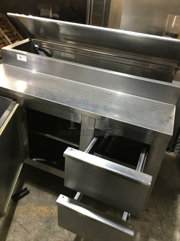 Marsal Commercial Refrigerated Pizza Prep Table! With Single Door Storage Space! With 2 Drawers Underneath! All Stainless Steel! Model BM64! 115V! On Commercial Casters! - Image 3 of 7