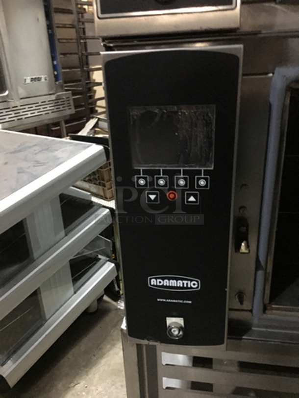 Belshaw Adamatic Commercial Electric Powered Dual Combi Oven! With View Through Doors! With Pan Racks Underneath! All Stainless Steel! Model FG189UZ84 Serial 2000003710FA032620! 2 X Your Bid! Makes One Unit! On Casters! - Image 6 of 9