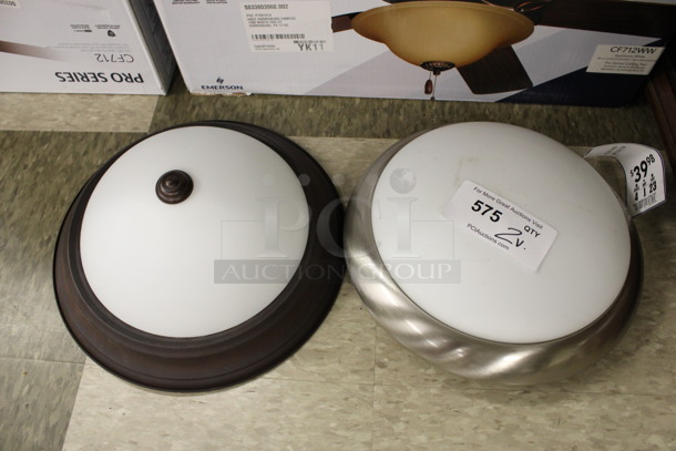 2 Metal Ceiling Lights. 13x13x3, 13x13x5. 2 Times Your Bid! (Room 105)